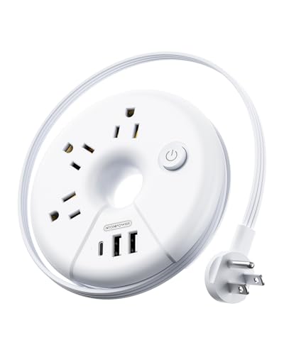 Travel Power Strip, NTONPOWER 3 Outlets 3 USB(1 USB C) Cruise Approved Power Strip, Short Extension Cord 3ft, Travel Essentials for Home, Hotels, Cruise Ship, Vacation, White, i-Donut - color: White
