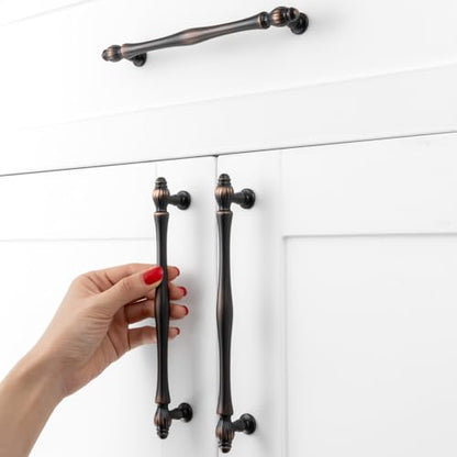 10 Pack 6-1/4 Inch Oil Rubbed Bronze Cabinet Pulls Brushed Bronze Cabinet Handles Bronze Hardware for Kitchen Cabinets 2510 Drawer Dresser Cupboard Bedroom Bathroom - color: Oil Rubbed Bronze, size: 6-1/4 In Hole Distance