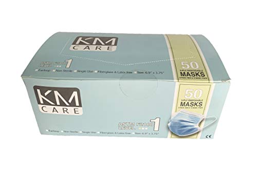 Mr Mask 3-Ply Disposable Face Mask Protective Adult Face Masks Breathable, Blue - Pack of 50