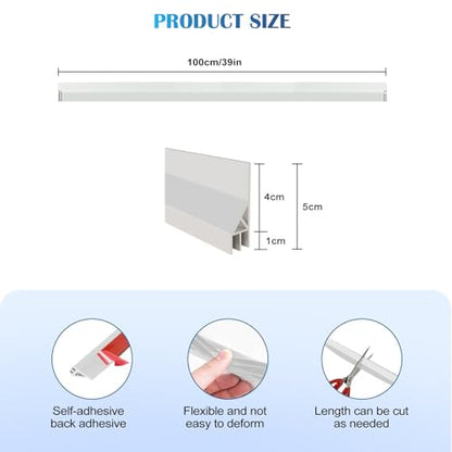 Door Draft Stopper for Bottom of Door, Self-Adhesive Door Sweep, Durable 3-Layer Sillcon Sweep Provides Better Protective and Silent Effect, Stripping Seal for Dust, Noise, White, 39”