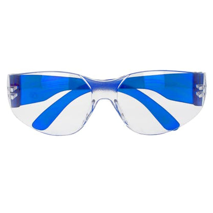 BISON LIFE Clear Safety Glasses – ANSI Z87.1 Scratch & Impact Resistant Wrap Around Eye Protection Goggles for Men & Women - color: Clear/Blue