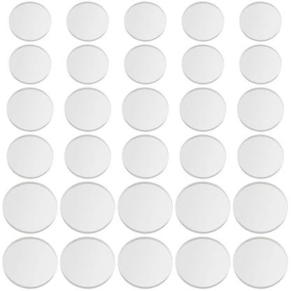 30 Pcs Clear Glass Table Top Anti Slip Pads, 3 Sizes, 18mm/0.7" 20mm/0.8" 25mm/1" Glass Table Top Bumpers Protectors, Non Adhesive Rubber Grippers Glass Bumpers for Under Glass, 3mm Thickness,Round