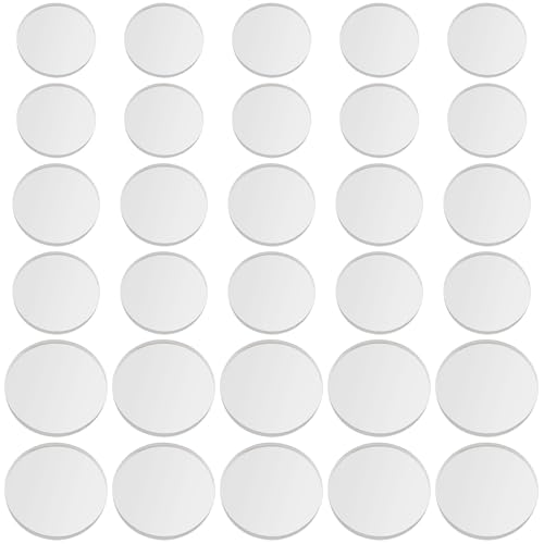 30 Pcs Clear Glass Table Top Anti Slip Pads, 3 Sizes, 18mm/0.7" 20mm/0.8" 25mm/1" Glass Table Top Bumpers Protectors, Non Adhesive Rubber Grippers Glass Bumpers for Under Glass, 3mm Thickness,Round