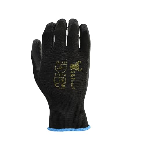 G & F Work Gloves for Men, Lightweight Grip, Polyurethane Coated, Touchscreen Compatible, Flexible & Breathable, Durable Construction, Ideal for Gardening, Mechanics, and General Duty Tasks, 12 Pairs - size: X-Large