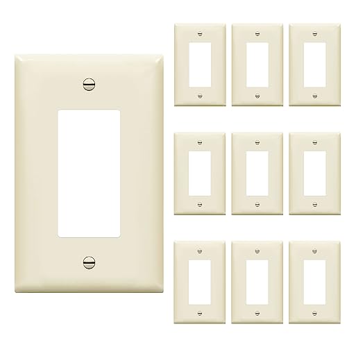 ENERLITES Decorator Light Switch or Receptacle Outlet Wall Plate, Glossy, Midway Size 1-Gang 4.88" x 3.11", Unbreakable Polycarbonate Thermoplastic, UL Listed, 8831M-LA-10PCS, Light Almond (10 Pack) - color: Light Almond, size: Mid Size
