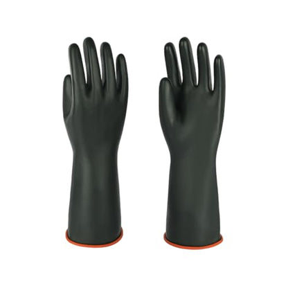 Heavy-Duty Latex Chemical Resistant Gloves - Reusable Long Rubber Dishwashing Gloves with Forearm Protection for Men - Waterproof, Industrial Safety Gear, Acid & Alkali Resistant, Oil-Proof,14“，1 Pair - size: 14”