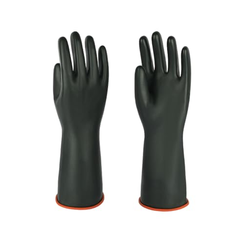 Heavy-Duty Latex Chemical Resistant Gloves - Reusable Long Rubber Dishwashing Gloves with Forearm Protection for Men - Waterproof, Industrial Safety Gear, Acid & Alkali Resistant, Oil-Proof,14“，1 Pair - size: 14”