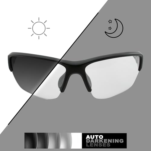 Global Vision Hercules 7 Safety Sunglasses Photochromic Auto-Darkening Clear to Smoke Lens ANSI Z87.1 - color: Black