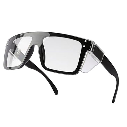 ANSI Z87 Safety Glasses, Photochromic UV400 Blue Light Blocking, Impact Resistant Work Glasses for Construction - color: Matte Black