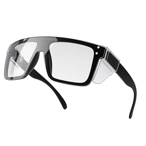 ANSI Z87 Safety Glasses, Photochromic UV400 Blue Light Blocking, Impact Resistant Work Glasses for Construction - color: Matte Black