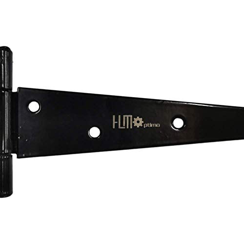 HLMOptimo Heavy Duty T Hinge Tee T Strap Shed Gate Barn Fence Door Hinge Wrought Rustproof All Size Black (6 pcs, 12 inch) - size: 12 Inch, style: 6 pcs