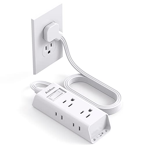 Cruise Essentials - Flat Plug Power Strip, Addtam 5 ft Ultra Flat Extension Cord with 6 Outlets Extender, No Surge Protector for Cruise Ship, Travel, Dorm, Home Office, ETL Listed - color: White, size: 5 Ft