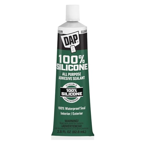 DAP All Purpose 100% Silicone Adhesive Sealant, Clear, 2.8 oz (7079800755)