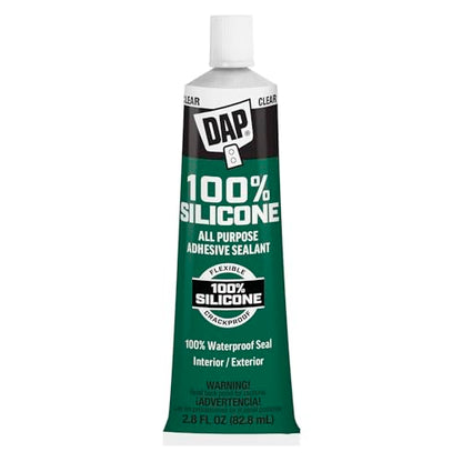 DAP All Purpose 100% Silicone Adhesive Sealant, Clear, 2.8 oz (7079800755)