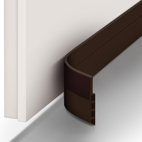 Door Draft Stopper Weather Stripping: Ohuhu 118" L x 2" W Under Door Bottom Seal Strip Sweep - 1" Widened Backing Adhesive Blocker Gap Filler Flexible Noise Insulation Draft Guard Bottom of Door-Brown - color: Brown, size: 118"L x 2"W