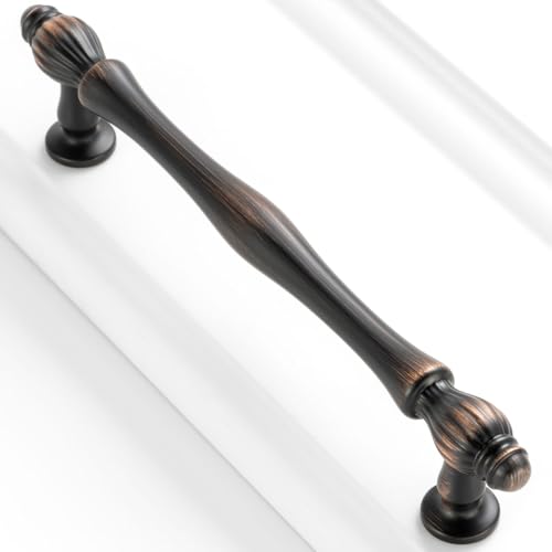 10 Pack 5 Inch Oil Rubbed Bronze Cabinet Pulls Brushed Bronze Cabinet Handles Bronze Hardware for Kitchen Cabinets 2510 Drawer Dresser Cupboard Bedroom Bathroom - color: Oil Rubbed Bronze, size: 5 In Hole Distance