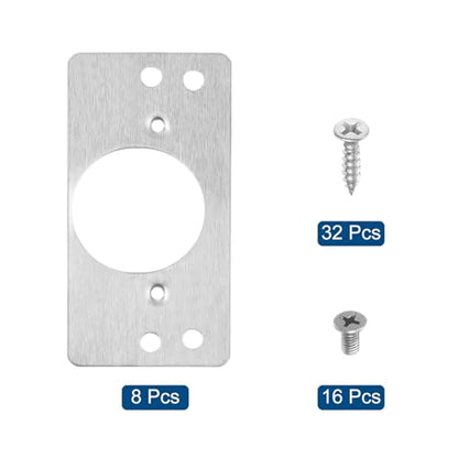 uxcell 8 Pcs 90x47mm / 3.54x1.85 Cabinet Hinges Repair Plate, Stainless Steel Hinge Repair Brackets Hinge Side for Wooden Kitchen Cupboard Furniture Door, Silver