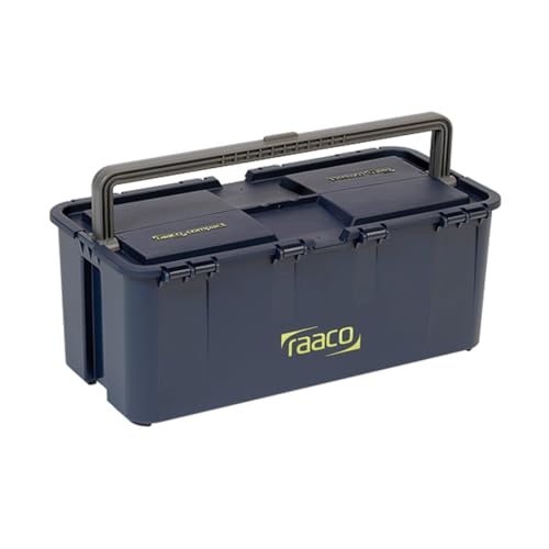 Raaco Tool Box with Drawers & Removable Trays – Durable Plastic Polypropylene (PP) Organizer with Handle, Stackable & Lockable, 66 lb Load Capacity (Compact 20) - style: Close