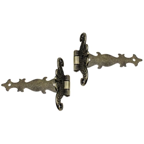 2PCS T-Shaped Wooden Box Hinge Zinc Alloy Antique Bronze Door Hinges for Furniture and Wooden Boxes