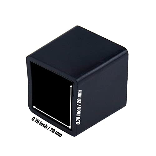 Leg Tips Chair Leg Floor Protectors Non-Slip PVC Rubber Square Furniture Foot Chair Legs Caps Cover 0.8"x0.8" Inner Size for Table Desk Sofa, Black-8 Packs - size: 20x20mm/0.8" x0.8",8 PCS