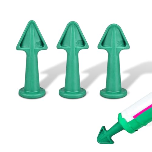 Caulking Tips with Nozzle Adapter Reusable Silicone Caulk Applicator Tools for Easy Application Finishing Grout and Sealant Includes 6.5R 10R 13R Nozzles Easy Caulking Finger Tool(Green) - color: Green