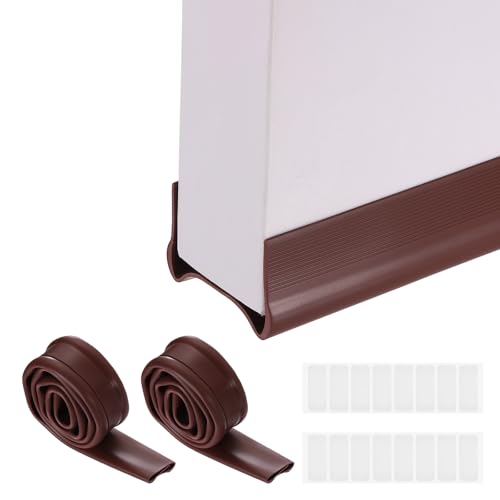 PATIKIL 2 Pcs 36.6 Inch Under Door Draft Stopper, PVC Thickened Double Side Door Draught Excluder Noise Blocker Gap Stoppers Fit for 2.38"-2.82" Thickness Interior Exterior Doors, Brown - color: Brown