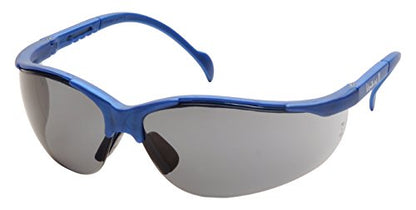 Pyramex Venture II Safety Eyewear, Indoor/Outdoor Mirror Anti-Fog Lens - color: Gray Lens/ Metallic Blue Frame