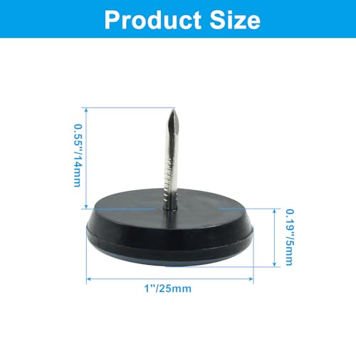 Bivethoi 1" Nail on Furniture Sliders (24 Pack) - Heavy Duty PTFE Chair Leg Slider Glide Wooden Furniture Movers - Easy & Safe Floor Protector, Grey - size: 1 inch, Round