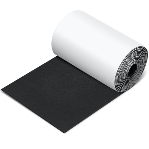 Fullhawl Large Felt Furniture Pads 5 x 120 Inch Non Slip Self Adhesive Heavy Duty Cuttable Strip Roll Felt Sheet Tape for Protecting Hardwood Floors Chair Wall, Black - color: Black, size: 5 x 120 Inch, style: Felt