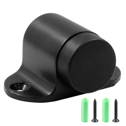 1.06 Inch / 27mm Heavy Duty Floor Door Stopper, Floor Mount Door Stop with Silent Rubber Bumper, Stainless Steel Black Brushed Finish - Pack of 1 - color: 1.03 Inch, Black, size: 1 Pieces