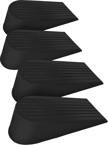 Extra Large Rubber Door Stoppers - Heavy Duty Door Stop Wedge, Jumbo Flexible Door Holder - Black 4 Pack - Non Marking Anti Slip Jammer - color: Black, size: 4 Pack