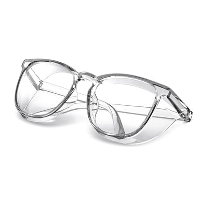 MORK&SUKY Safety Glasses, Stylish Goggles With No Fog Lense, Alternatives To Regular Protective Eyewear For Lab and Nursing. - color: Transparent