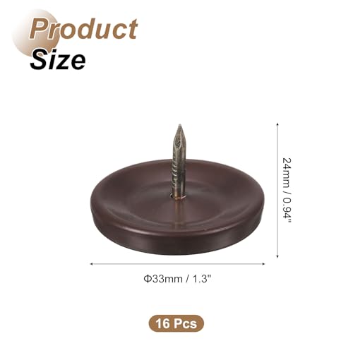 uxcell 16 Pcs Furniture Glides Sliders, 1.3" Plastic Round Chair Sliders Glides, Furniture Movers Pads for Chair Leg Floor Protectors, Brown - size: 33mm