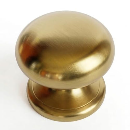 trust4care 2-Pack Large Brushed Satin Gold Bifold Closet Door Knobs with Wide Base, Golden Round Kitchen Cabinet Bi-fold Wardrobe Dresser Dummy Pull Knobs, 1.5 Inch Brass Drawer Handles - color: Gold, size: Set of 2
