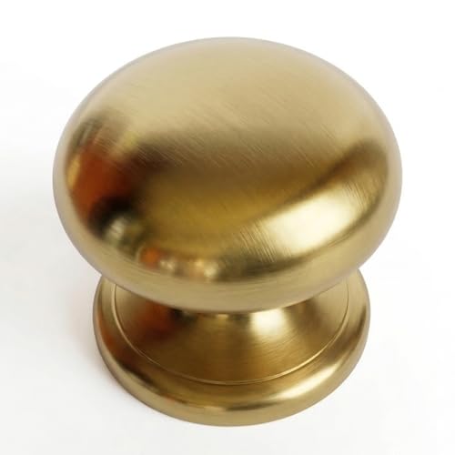 trust4care 4-Pack Large Brushed Satin Gold Bifold Closet Door Knobs with Wide Base, Golden Round Kitchen Cabinet Wardrobe Dresser Dummy Pull Knobs, 1-1/2 Inch Folding Drawer Brass Handles - color: Gold, size: Set of 4