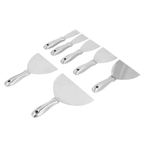 Professional Stainless Steel Putty Knife Set, 5 PCS Scrapers for Drywall Spackle, Filing, Paint Scraping with Hang Hole, Lightweight Grip Handle, Effortless to Apply Putty,