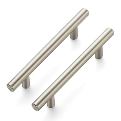 10 Pack Cabinet Handles with 3.75 Inch (96mm) Hole Center Brushed Nickel Cabinet Pulls Stainless Steel Drawer Pulls, Kitchen Knobs for Dresser Drawer, 6 Inch Overall Length - color: Brushed Nickel T-Shaped, size: 3-3/4" Hole Center
