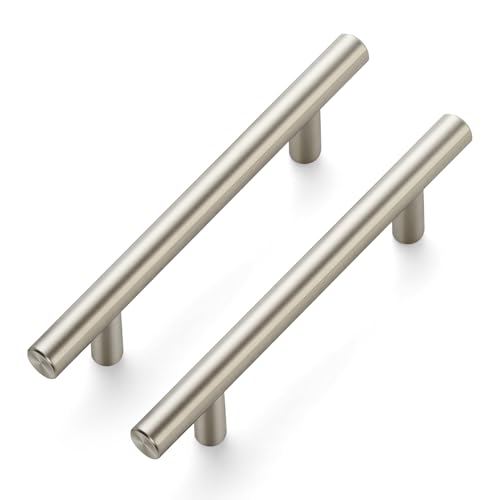 10 Pack Cabinet Handles with 3.75 Inch (96mm) Hole Center Brushed Nickel Cabinet Pulls Stainless Steel Drawer Pulls, Kitchen Knobs for Dresser Drawer, 6 Inch Overall Length - color: Brushed Nickel T-Shaped, size: 3-3/4" Hole Center