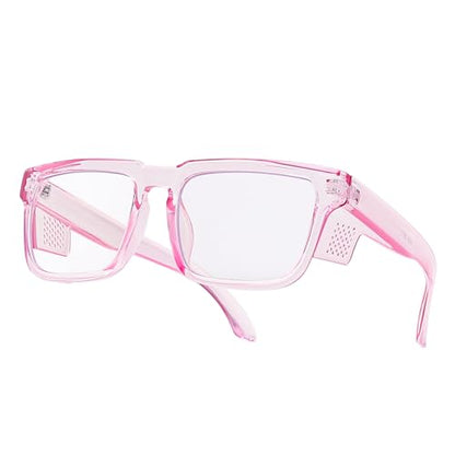 Z87 High-Visibility Construction Anti-Fog Photochromic UV400 Blue Light Blocking Impact Resistant Safety Glasses - color: Pink