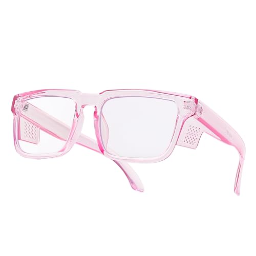 Z87 High-Visibility Construction Anti-Fog Photochromic UV400 Blue Light Blocking Impact Resistant Safety Glasses - color: Pink