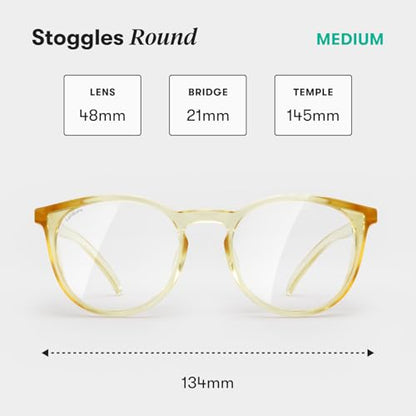 Stoggles Round Z87.1 Certified Polycarbonate Safety Glasses, Scratch & Shatter-Proof, Blue-Light & UV Blocking Lens, Top & Side Shields, Anti-Fog Dip Coated, Durable, Protective & Stylish Eyewear - color: Pineapple