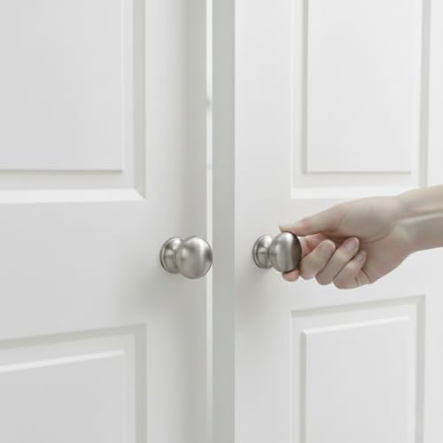 trust4care 4-Pack Large Brushed Satin Nickel Bi-fold Closet Door Knobs with Wide Base, Round Brass Wardrobe Folding Kitchen Cabinet Knobs, 1-1/2 Inch Furniture Pantry Drawer Pulls Handles - color: Nickel, size: Set of 4