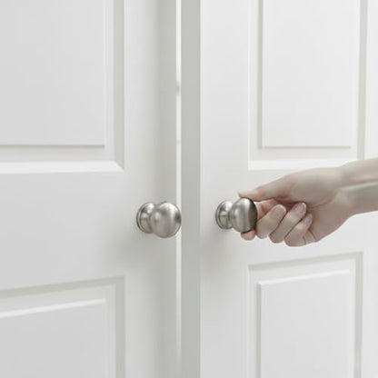trust4care 4-Pack Large Brushed Satin Nickel Bi-fold Closet Door Knobs with Wide Base, Round Brass Wardrobe Folding Kitchen Cabinet Knobs, 1-1/2 Inch Furniture Pantry Drawer Pulls Handles - color: Nickel, size: Set of 4