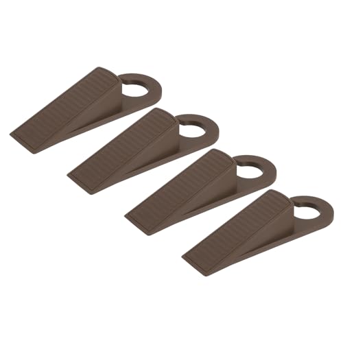 uxcell 4 Pcs Door Stoppers for Bottom of Door, 28mm/1.10 Inch Door Stops, Rubber Door Stopper Wedge Anti Slip, Window Stopper Door Stackable, Chocolate Brown - color: Chocolate Brown
