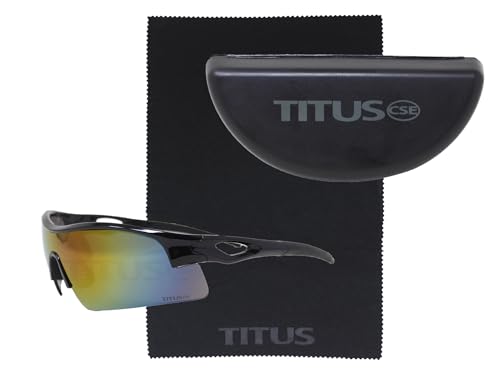 TITUS G20 All Sport Safety Glasses Shooting Eyewear Motorcycle Protection ANSI Z87+ Compliant - color: Black Frame - Full Spectrum Mirror Lens - With Fitted Hard Case