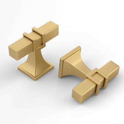 Haliwu 6 Pack Gold Cabinet Knobs Brushed Brass T-bar Knobs Single Hole Hardware for Dresser and Drawer Kitchen Cupboard - color: Matte Gold, size: 51mm(2 inch)