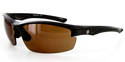 Aloha Eyewear Creekside Wrap-Around Polarized Bifocal Sport Safety Reading Sunglasses for Youthful, Active Men and Women (Black/Amber +1.50) - color: Matte Black W/ Amber Lens, style: 1.5