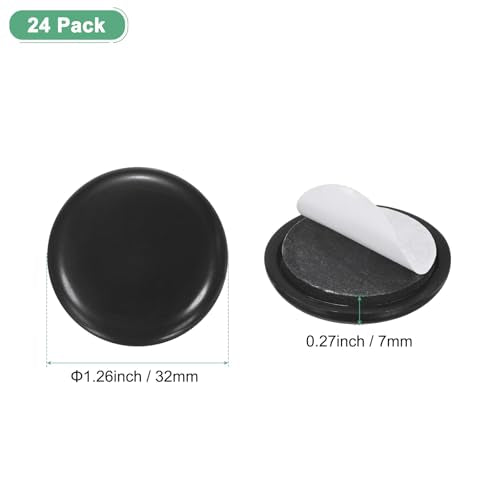 M METERXITY 24-Pack Furniture Sliders, 1.26" Diameter EVA Foam Felt Pad Self-Adhesive Mover Glides for Carpet/Chair/Tables, Furniture Round Pads Floor Protectors [Black] - size: 1.26"