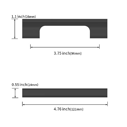 Asidrama 10 Pack 3.75 Inch(96mm) Matte Black Kitchen Cabinet Handles, Cabinet Pulls Kitchen Cabinet Hardware Cupboard Handles Drawer Pulls - color: Matte Black, size: 3.75" Hole Center(96mm), style: 10 Pack