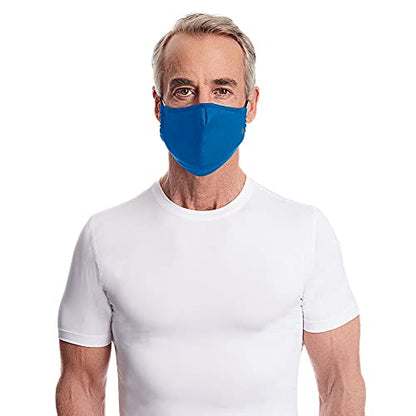 Tommie Copper Community Wear Face Masks I Double Lined, Copper Infused, Ear Straps & Nose Wire, Face Covering (Pack of 2) - style: Black & Cobalt Blue